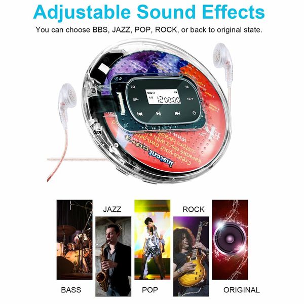 Portable CD Player,Rechargeable Car CD Player,Multifunctional CD MP3 Player,3.5mm AUX Cable with Earphone Storage Bag for Home Travel Car