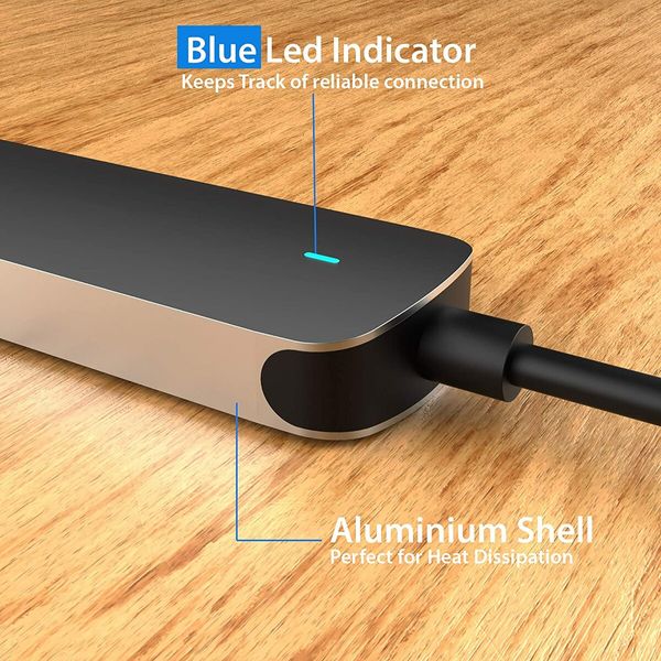 USB C Type HUB 6 in 1 Adapter, Aluminium Multi Port Dongle Type-C to USB Ports, 4K HDMI Port, Type PD Charging & Data Port & SD/TF for MacBook Pro/Air