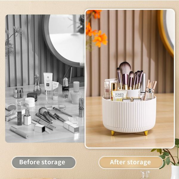 Makeup Brush Holder Organizer 360° Rotating Holder 5 Slot Make up Brushes Cup for Cosmetics Painting Pen