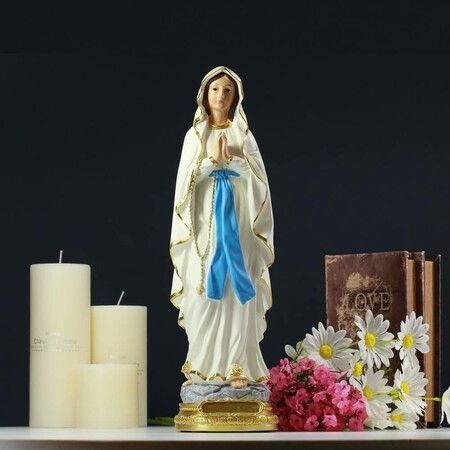 Virgin Mary Statue,Little Mary Resin Religious Decoration, Suitable for Religious Decoration and Collection and Home Use(22X6.5X6.5CM)