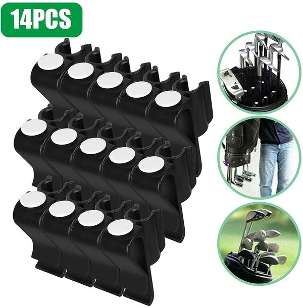 14 Pcs Plastic Golf Club Organizer Clip Putter Bag Holder Iron Driver Protector Set