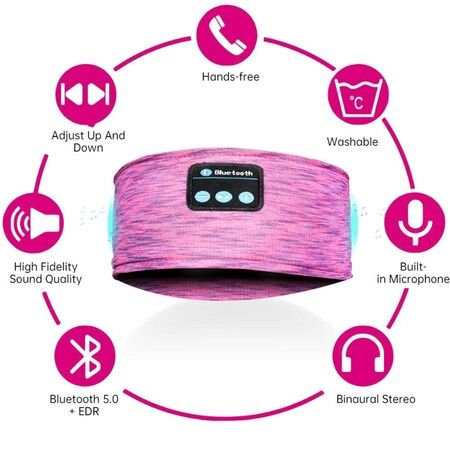 Music Bluetooth Sleeping Headband Eye Mask Headscarf Running Yoga Fitness Sleep Headphone Headscarf Headscarf Color Pink