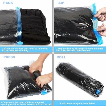 6pcs No Vacuum or Pump Needed Press Roll Compression Bags Travel Essentials  Packing Space Saver Bags Organizers 40x60cm