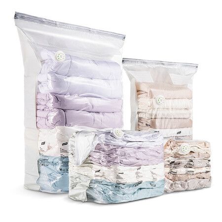 4pcs NO Pump No tool requried Sit Press Roll Compression Storage Bags Vacuum Sealer Bags Jumbo Blankets Bedding Clothes Quilts Duvets Storage Bags