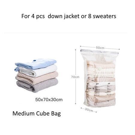 4pcs NO Pump No tool requried Sit Press Roll Compression Storage Bags Vacuum Sealer Bags Jumbo Blankets Bedding Clothes Quilts Duvets Storage Bags