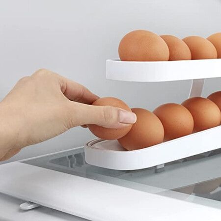 Automatic Scrolling Eggs Rack Holder Storage Box Plastic Eggs Basket Container Dispenser Organizer Closet For Fridge Kitch