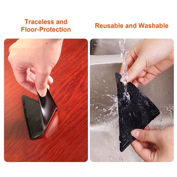 4pcs Rug Carpet Grippers Triangle Rubber Mat Sticker Reusable Non Slip Silicone Washable Grips Home Bath Room Corners Pads