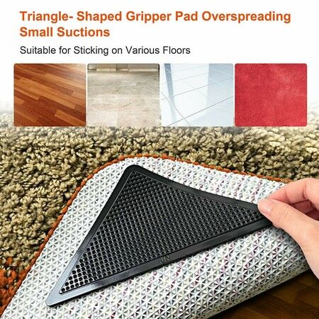 4pcs Rug Carpet Grippers Triangle Rubber Mat Sticker Reusable Non Slip Silicone Washable Grips Home Bath Room Corners Pads