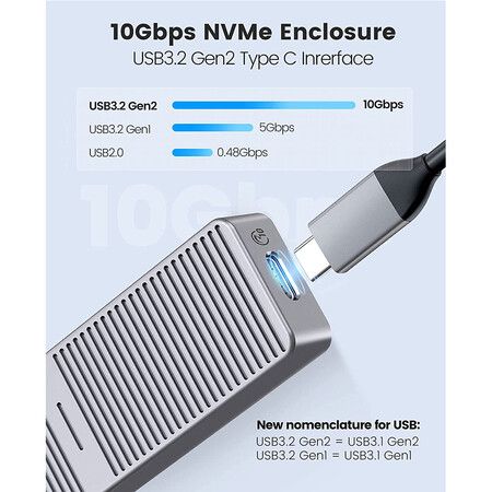 ORICO Aluminum M.2 NVMe SSD Enclosure to USB C USB 3.2 or 3.1 Gen 2 External Adapter 10Gbps