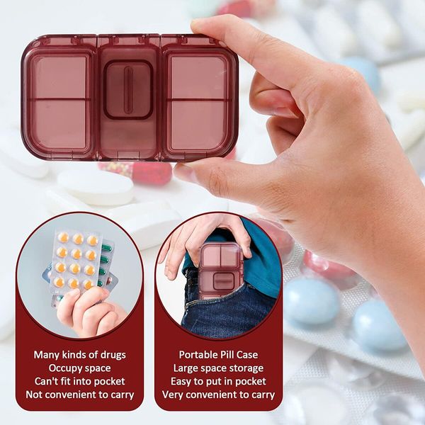 Pill Cutter for Small or Large Pills, Portable Pill Organizer (Pink)