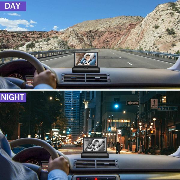 Baby Car Mirror 4.3  HD Night Vision Function Car Mirror Display, Safety Car Seat Mirror Camera Monitored  Wide Crystal Clear View