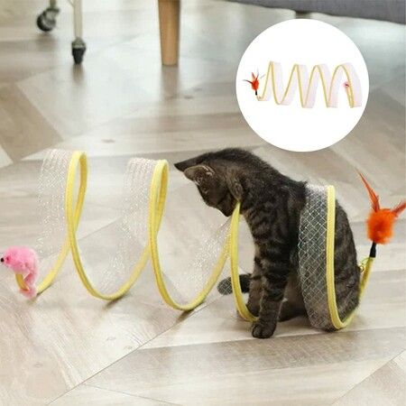 Folded Cat Tunnel, Folded Cat Tunnel Spring, Folded Cat Tunnel Toy, Folded Cat Tunnel for Indoor, Cat Tunnel Tube Pet Collapsible Toy