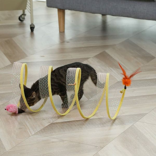 Folded Cat Tunnel, Folded Cat Tunnel Spring, Folded Cat Tunnel Toy, Folded Cat Tunnel for Indoor, Cat Tunnel Tube Pet Collapsible Toy