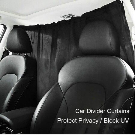 Car Divider Curtains Sun Shade-Privacy Travel Nap Night Car Camping Detachable Simple Curtain (Black)