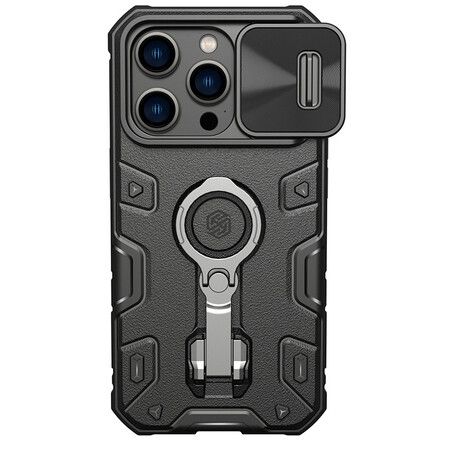 iPhone 14 Pro Max Case Armor Compatible with MagSafe with Rotatable Kickstand & Camera Cover-Black