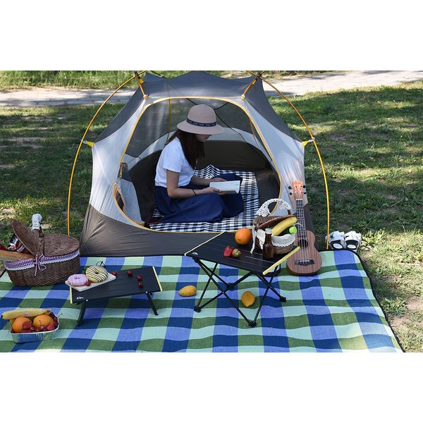 Ultralight Compact Mini Beach Picnic Folding Alu,Table with Carry Bag,(Black - S)