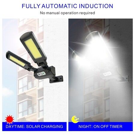 200COB Double-headed Solar Street Lamp PIR Motion Sensor 3000mAh IP65 Waterproof Solar Led Light Outdoor Garden Wall Patio Light