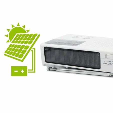 Emergency Solar Powered Hand-cranked Radio LED flashlights Siren FM/AM Weather Radio with Rechargeable USB Phone Charger for Outdoor Camping(White)