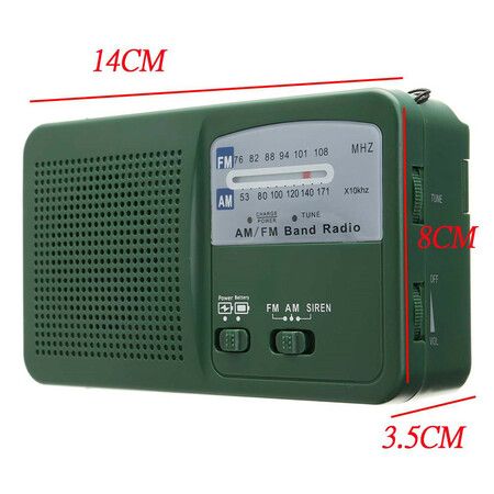 Emergency  Solar Powered Hand-cranked Radio LED flashlights Siren FM/AM Weather Radio with Rechargeable USB Phone Charger for Outdoor Camping(Green)