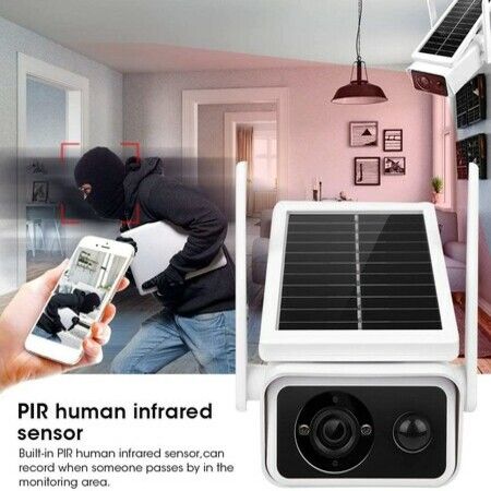 1080P Solar Surveillance Camera, IP66 Weaterproof WiFi Security Camera