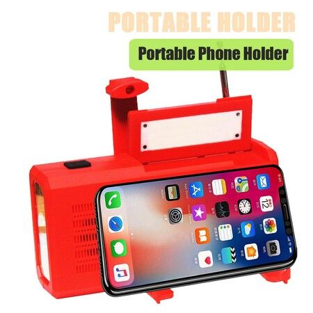 Emergency Solar Power Hand Crank Dynamo Wind Up 4000mAh Phone Charger Bank SOS AM/FM/NOAA Weather Pocket Flashlight Radio Color Red