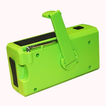 Emergency Solar Power Hand Crank Dynamo Wind Up 4000mAh Phone Charger Bank SOS AM/FM/NOAA Weather Pocket Flashlight Radio Color Green