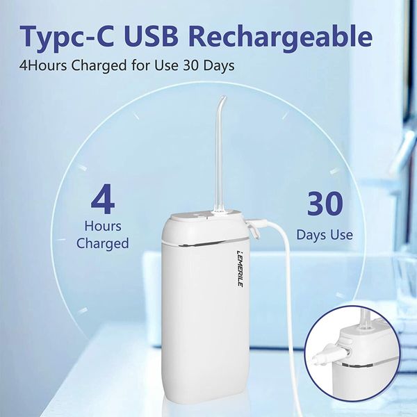 Portable Dental Irrigator, Mini Cordless Oral Irrigator, Water Teeth Cleaner for Travel and Home, Dental Flosser for Teeth, Gums, Braces(1 Pack)