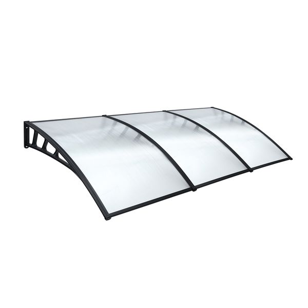 Window Awning Front Door Outdoor Patio Canopy Deck Balcony Porch House Cover Sun Shade Rain Snow UV Shield Clear Polycarbonate 1.5x3m