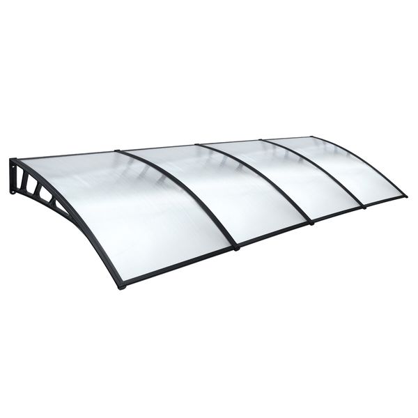 Window Door Awning 1.5x4m Outdoor Patio Canopy House Porch Deck Balcony Cover Outside Sun Shade Rain Snow UV Shield Clear Polycarbonate