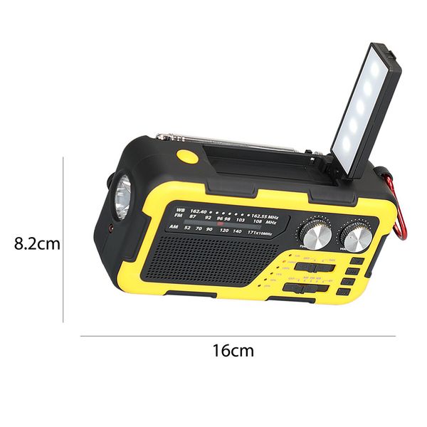 Emergency Solar Hand Crank Weather Radio AM/FM Radio Waterproof 2000mAh Power Bank Bluetooth Speaker LED Flashlight Phone Charge