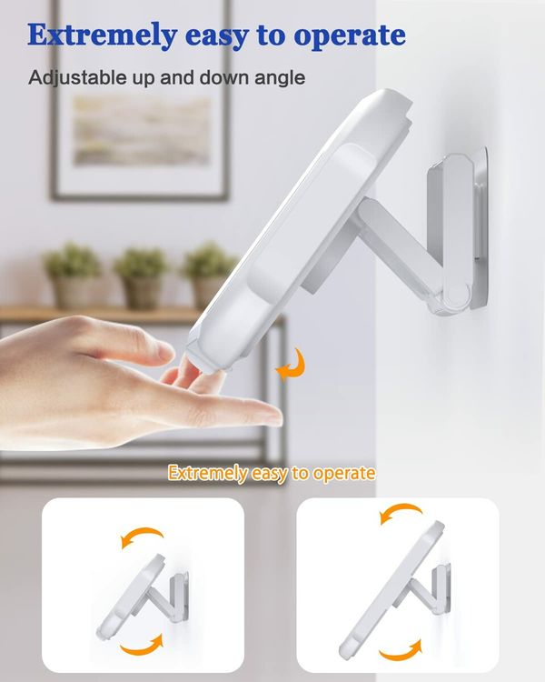 Waterproof Shower Phone Holder with 360°Rotation,Angle Adjustable,Wall Mounted Phone Holder for Bathroom Mirror Bathtub Kitchen,Up to 6.8 Inch (White,2Pack)