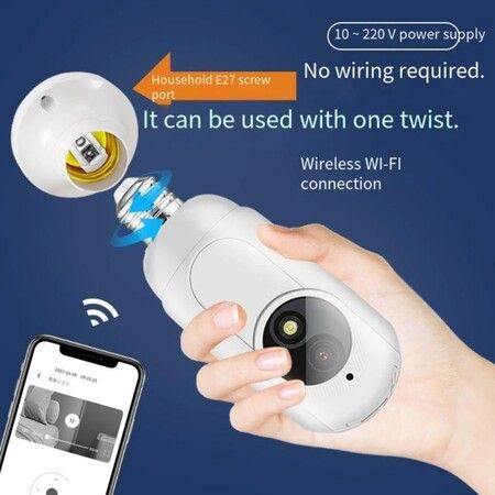 2MP HD Bulb Monitoring Surveillance Camera Smart Home Wireless WiFi Dual Light Source 360 ??Degree Panoramic Mini Camera