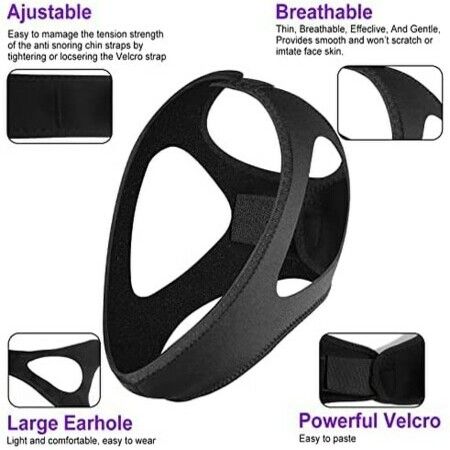 Anti Snoring Chin Strap, Stop Snoring Sleep Aid for Men and Women(Black)