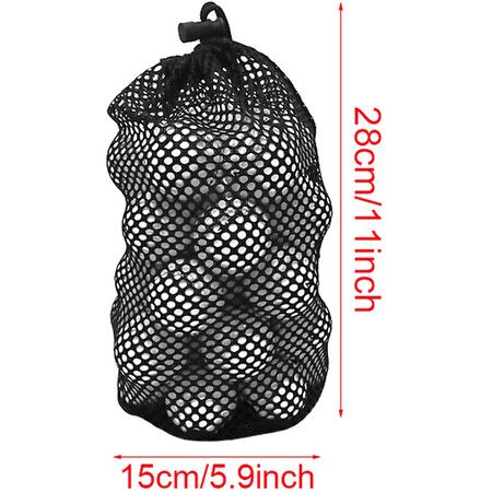 Nylon Mesh Golf Pouch Black Golf Ball Bag Can Hold 48-56 Golf Balls Storage Pouch 1 Pack