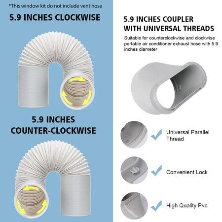 Portable Air conditioner Window Kit Adjustable  67-220cm Vertical/Horizontal Sliding Window Seal Kit Plate for AC Unit Suitable for 130/150mm hose