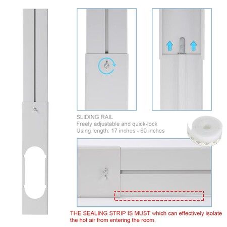 Portable Air conditioner Window Kit Adjustable  67-220cm Vertical/Horizontal Sliding Window Seal Kit Plate for AC Unit Suitable for 130/150mm hose