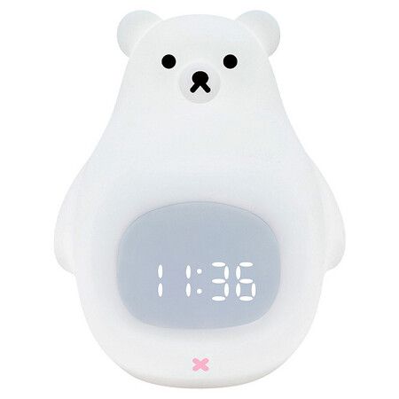 Bear Night Light Alarm Clock, Soft Silicone Portable Nursery Lamp, Children USB Rechargeable Nightlight for Kids Toddler  Gifts Bedroom Room Decor