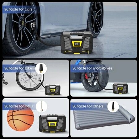 Portable Air Compressor, Tire Inflator, LED Flashlight, Display, Fast Fill,Car Pump, Bicycle