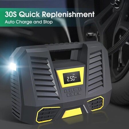 Portable Air Compressor, Tire Inflator, LED Flashlight, Display, Fast Fill,Car Pump, Bicycle