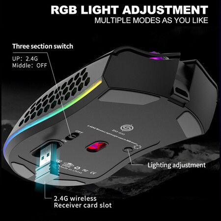 Wireless Mouse New Bluetooth RGB Led Lighting Laptop Mice Mause USB Rechargeable Optical for Desktop Computer