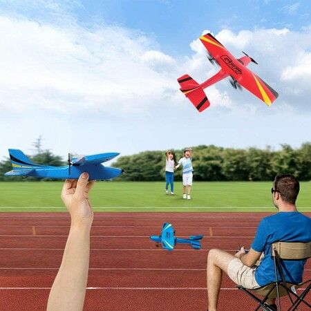 Remote Control Plane Ready to Fly, 2.4GHz Remote Control Airplane, Easy to Fly RC Glider for Kids & Beginners(Red)