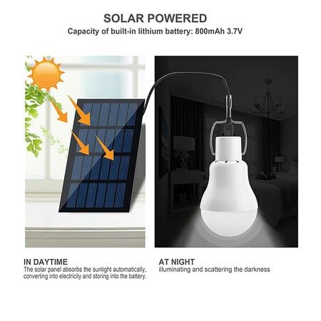 Solar Light Bulbs Portable Outdoor 110LM Tent Light with 800mAh Rechargeable Battery for Chicken Coop Camping Hiking Tent Shed Patio Garden