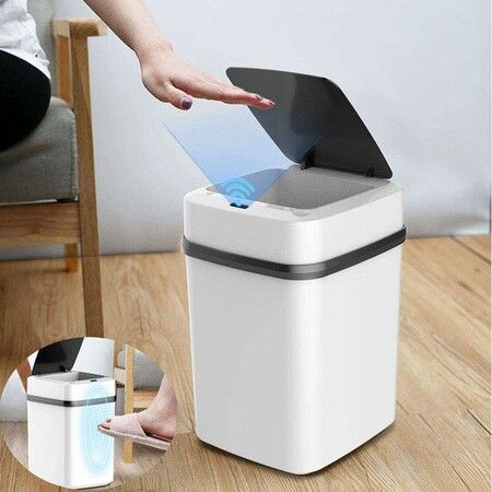 12L USB Rechargeable Automatic Sensor Dustbin Smart Trash Can Kitchen Bin for Bathroom Bedroom