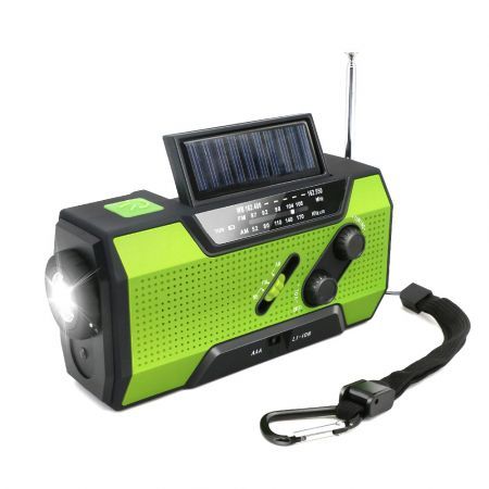 Emergency Hand Crank Weather Radio AM/FM/NOAA Portable Solar with SOS Alarm LED Flashlight & Reading Lamping-Green