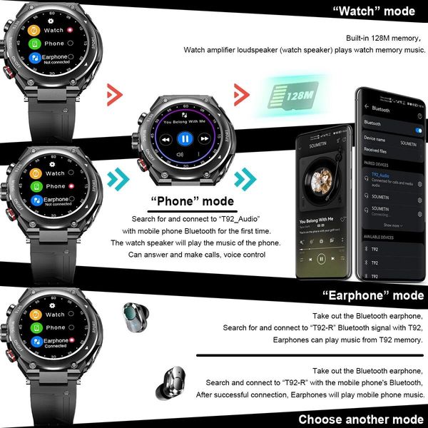 2023 Newest Smart Watch Bracelet 2 in 1 TWS Wireless Earbuds 1.28Inch Heart Rate Blood Pressure Sports Waterproof Smartwatch Color Silver