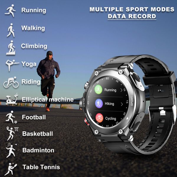 2023 Newest Smart Watch Bracelet 2 in 1 TWS Wireless Earbuds 1.28Inch Heart Rate Blood Pressure Sports Waterproof Smartwatch Color Silver