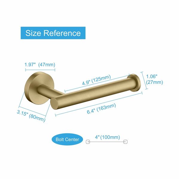 Toilet Paper Holder SUS304 Stainless Steel,Modern Round Tissue Roll Holders Wall Mount,Toilet Paper Roll Dispenser Bathroom 5 inch TP Holder for Kitchen Washroom,Brushed Gold