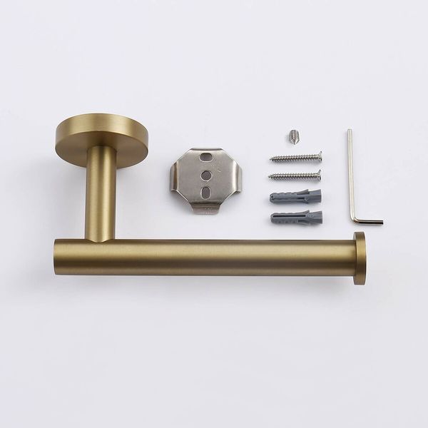 Toilet Paper Holder SUS304 Stainless Steel,Modern Round Tissue Roll Holders Wall Mount,Toilet Paper Roll Dispenser Bathroom 5 inch TP Holder for Kitchen Washroom,Brushed Gold