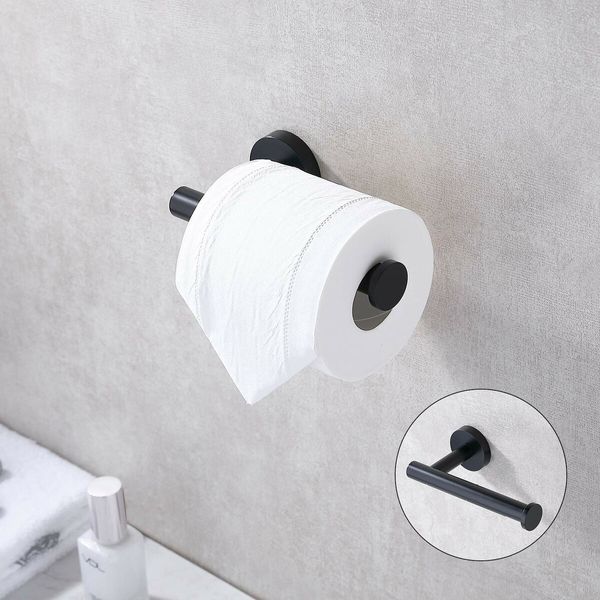 Toilet Paper Holder SUS304 Stainless Steel,Modern Round Tissue Roll Holders Wall Mount,Toilet Paper Roll Dispenser Bathroom 5 inch TP Holder for Kitchen Washroom,Matte Black