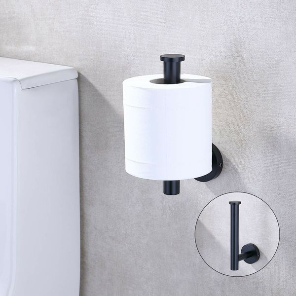 Toilet Paper Holder SUS304 Stainless Steel,Modern Round Tissue Roll Holders Wall Mount,Toilet Paper Roll Dispenser Bathroom 5 inch TP Holder for Kitchen Washroom,Matte Black